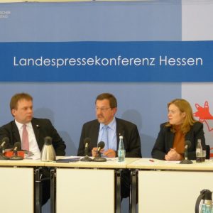 MdL Timon Gremmels, MdL Michael Siebel und Pressesprecherin Katja Apelt